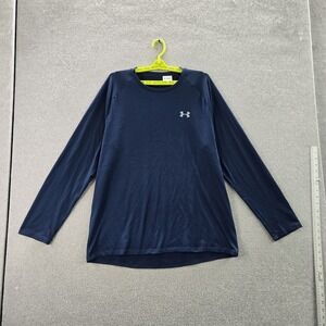 Under Armour Men Shirt XL Blue Heatgear Activewear Gorpcore Logo Long Sleeve